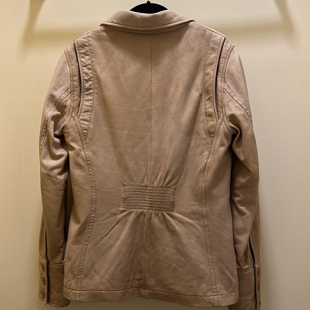 UGG Australia Genuine Lamb Leather Jacket - Tan Beige Button Up Coat, Size M - Picture 5 of 15